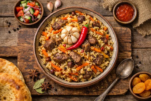 Plov — pilaf ouzbek au mouton et carottes