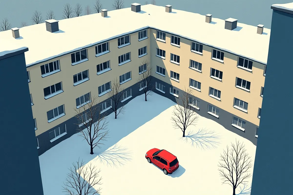 Couloir d'immeuble résidentiel russe en hiver